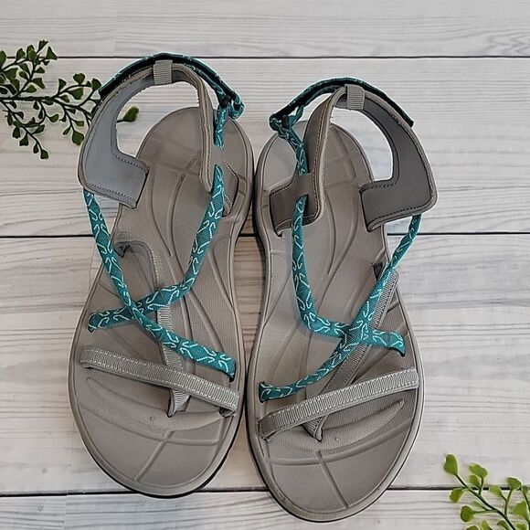 Ron Jon Surf Shop Sport Sandal - Teal & Grey Womens Size 10 - Picture 2 of 11